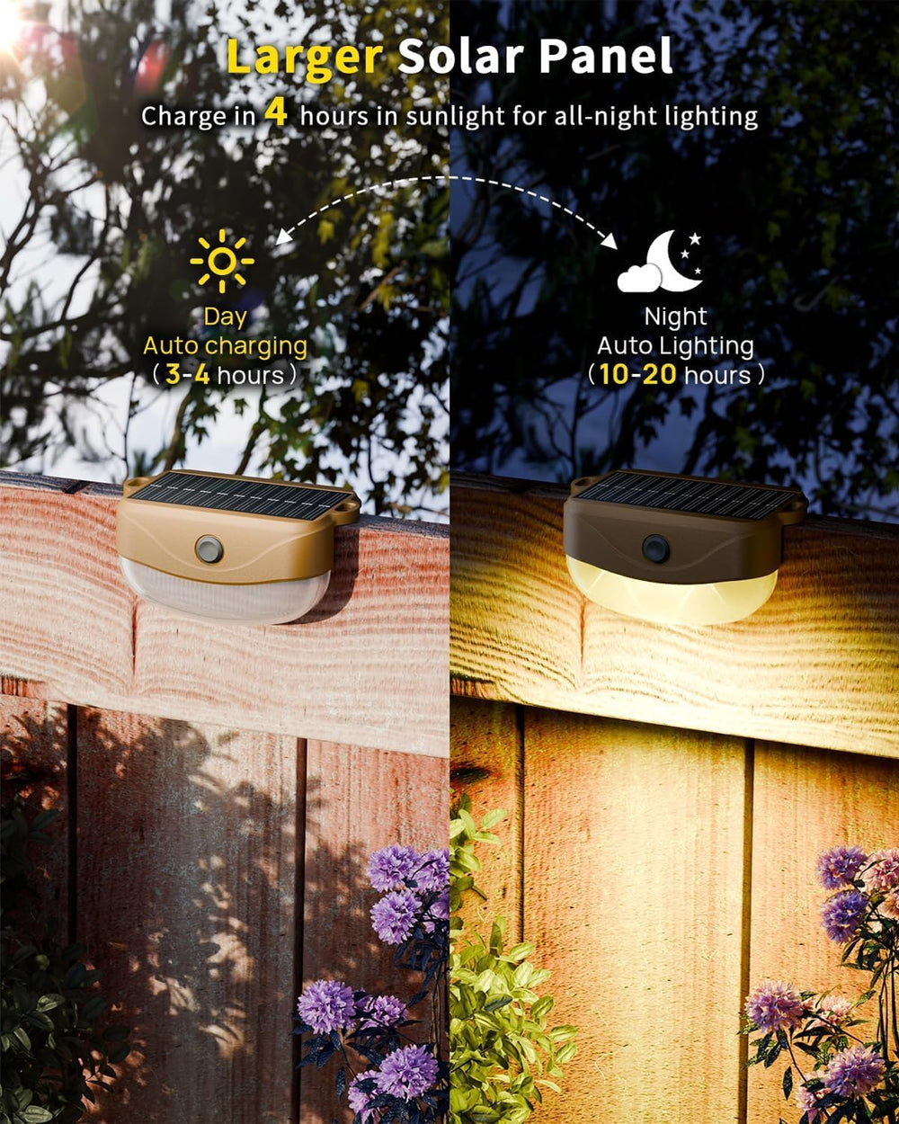 12 Pack Color Changing Solar Fence Lights with Remote, Solar Deck Lights