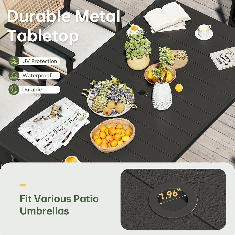Aoxun 5-Piece Wicker Patio Table and Chairs Set for 4 with Umbrella Hole