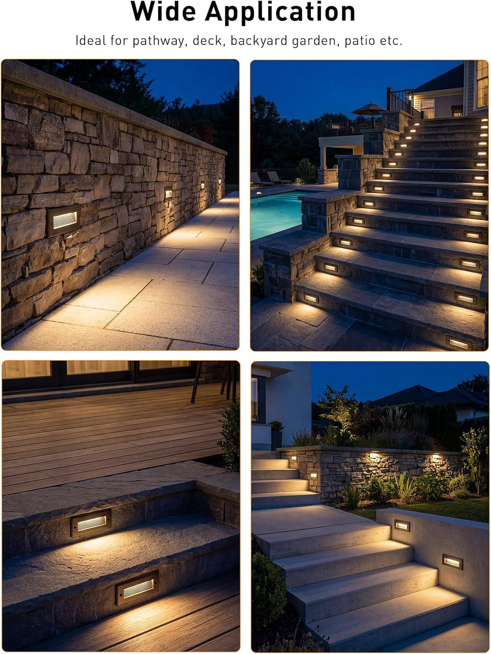 CLOUDY BAY [6 Pack] 9 Inch 5CCT Low Voltage LED Outdoor Step Lights 12V-15V 3...