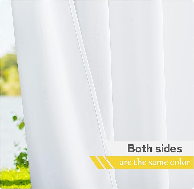 NICETOWN Canvas Outdoor Curtains for Patio Waterproof Extra Wide, Rustproof G...