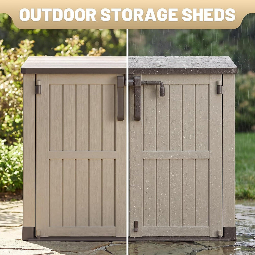 Horizontal Outdoor Storage Cabinet Box 36 Cu Ft with Lockable Doors, Outdoor ...