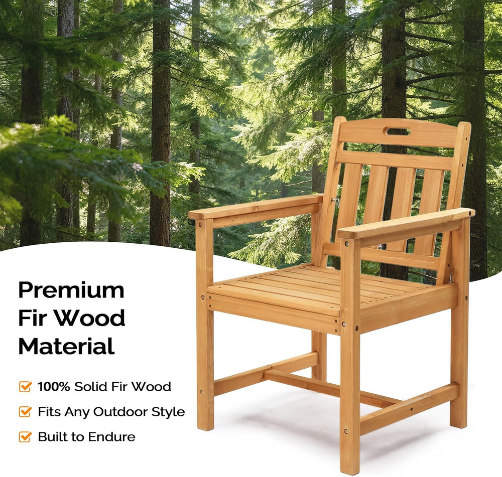 VINGLI Outdoor Dining Chairs, Solid Wood Patio Chairs Outdoor Chair for Garde...