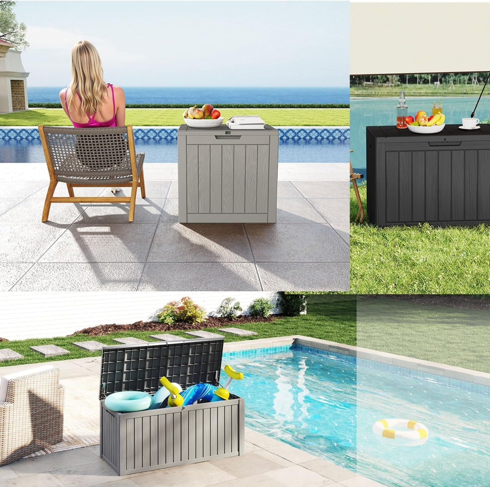 Outdoor Deck Storage Box, 50 Gallon Deck Box,Lockable Patio Storage Bench