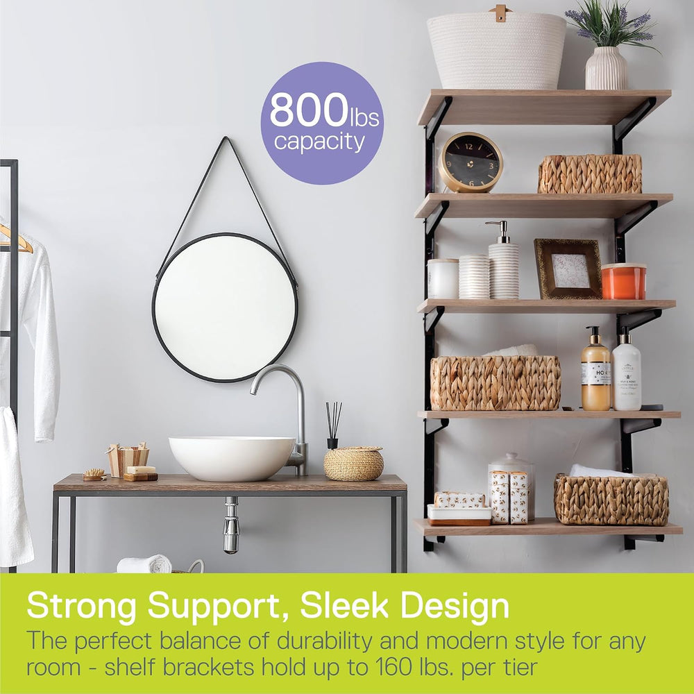 Delta Minimalistic Black Shelf Brackets Cycle, Set of 10 Fully Adjustable 12-...