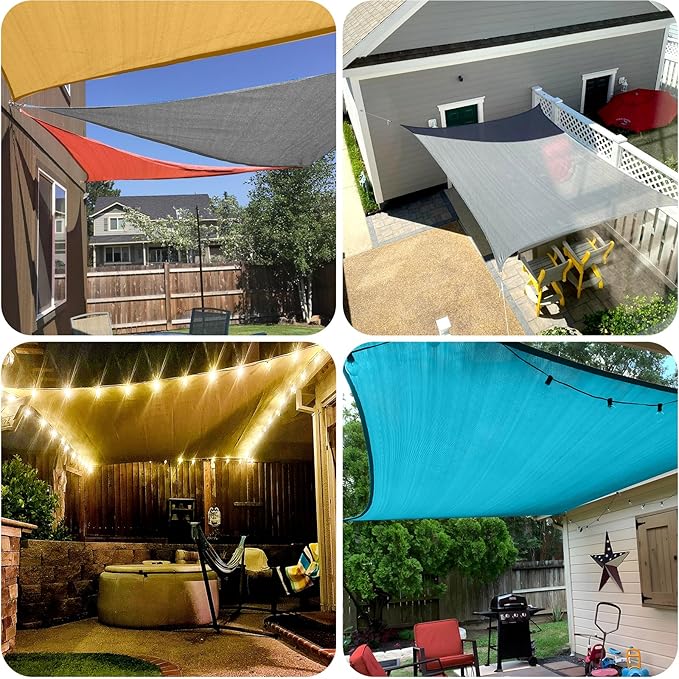 SUNLAX Sun Shade Sail 8' x 8' Silver Grey Square Canopy Sail Shade Co...