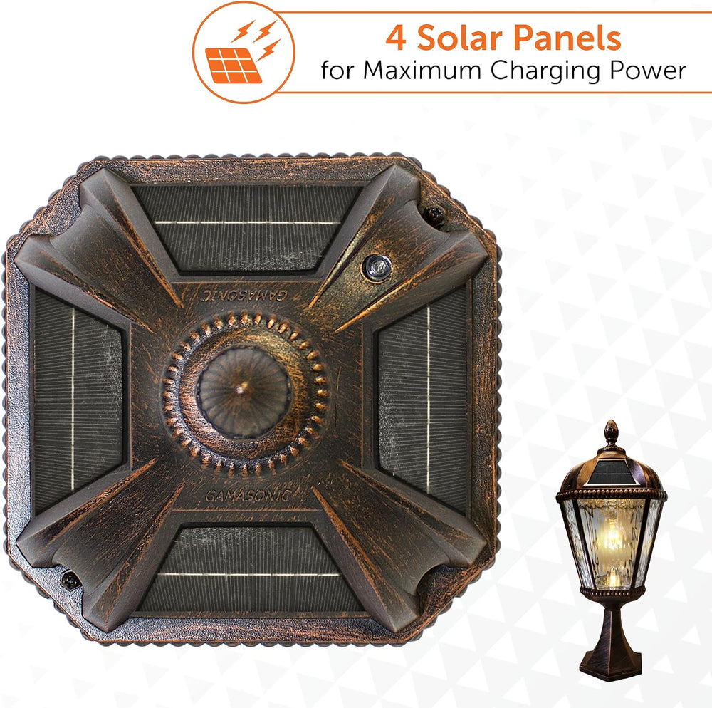 Gama Sonic Outdoor Solar Post Light with Pier Base, Brushed Bronze Finish Alu...