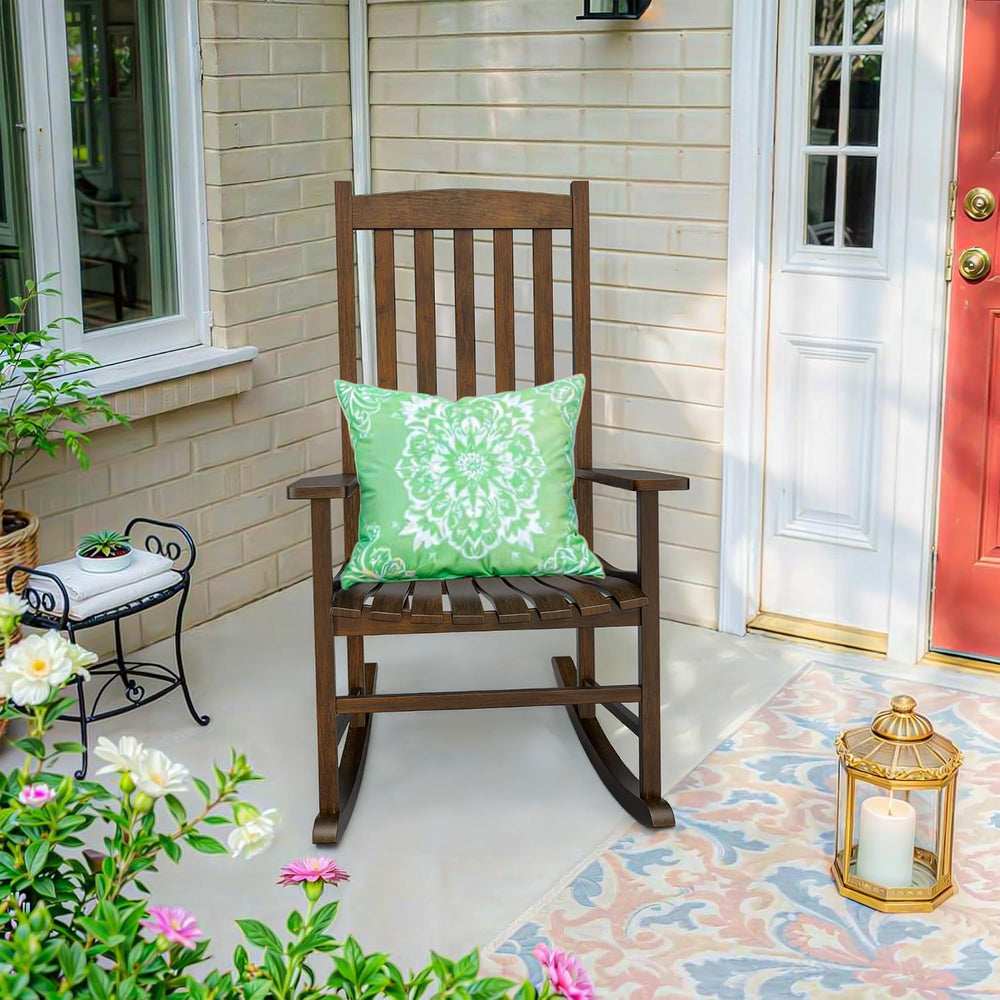 SUPER DEAL Outdoor Rocking Chair, All Weather Resistant Outdoor Indoor Wood P...