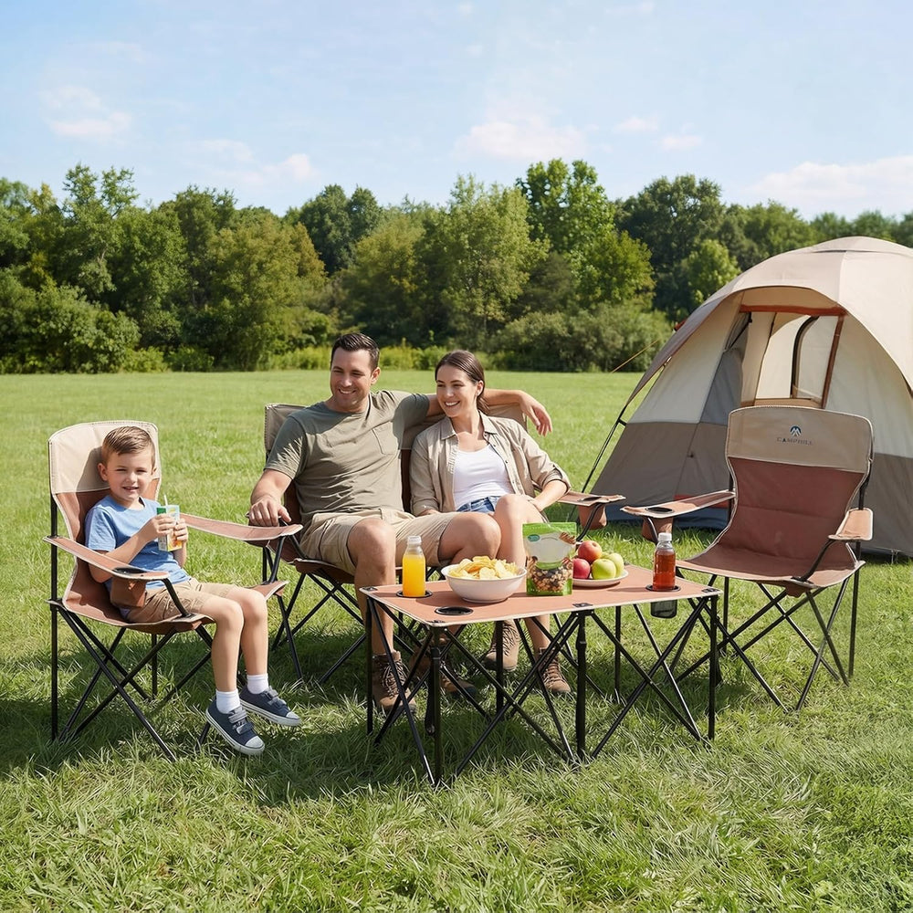 Camping Chair Set of 3, Outdoor Folding Camping Chairs for Heavy People with ...