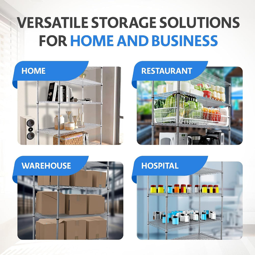 4000 LBS Heavy Duty Wire Rack, 48 x 24 x 76, 5-Tier NSF Commercial Rolling Ra...