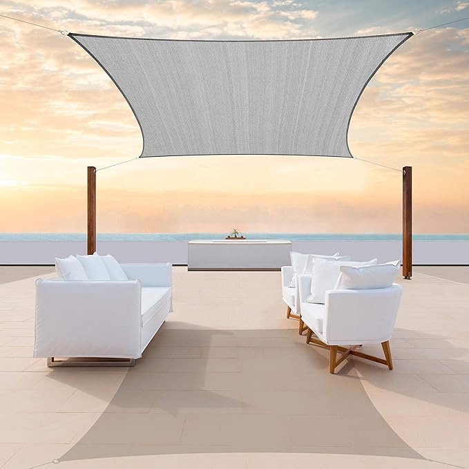 ColourTree 16' x 16' Grey Square CTAPS16 Sun Shade Sail Canopy Mesh F...