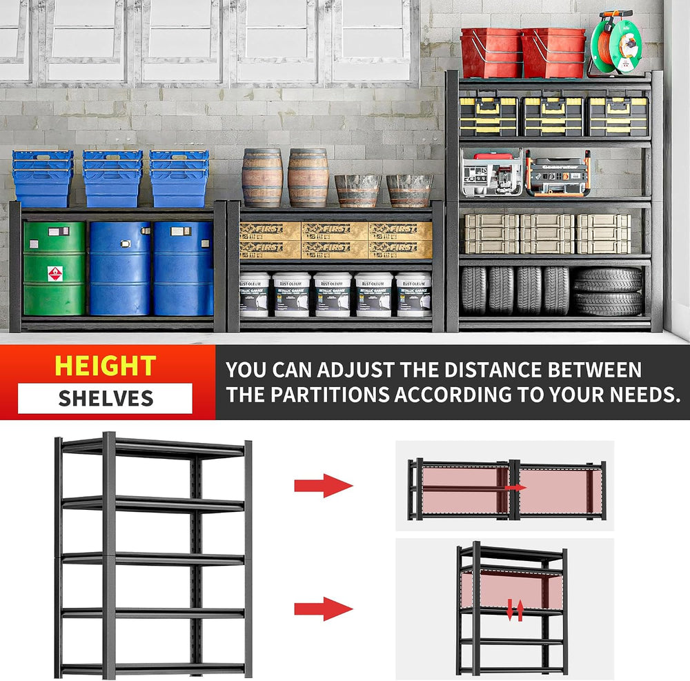 Garage Shelving Storage Rack, 48"W x 24"D x 72"H, Heavy Duty 5...