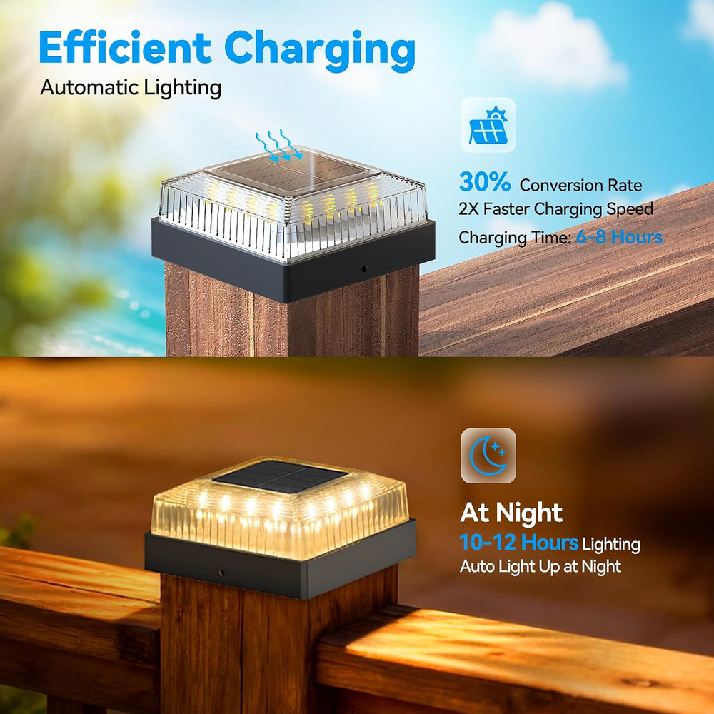 Solar Post Cap Lights for 4x4 Wood/Vinyl Fence Posts, 12-Pack