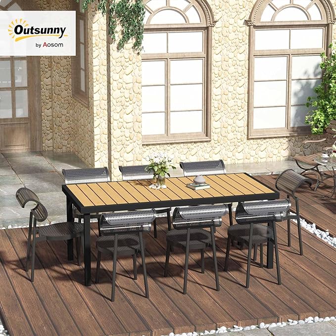 Outsunny 75" x 35" Outdoor Dining Table for 8 People, Rectangular A...