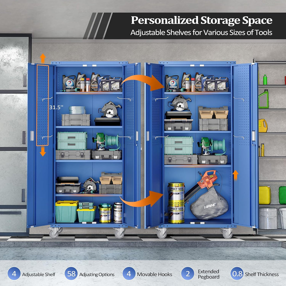 VINGLI 72'' Tall Garage Storage Cabinet, Metal Storage Cabinet with P...