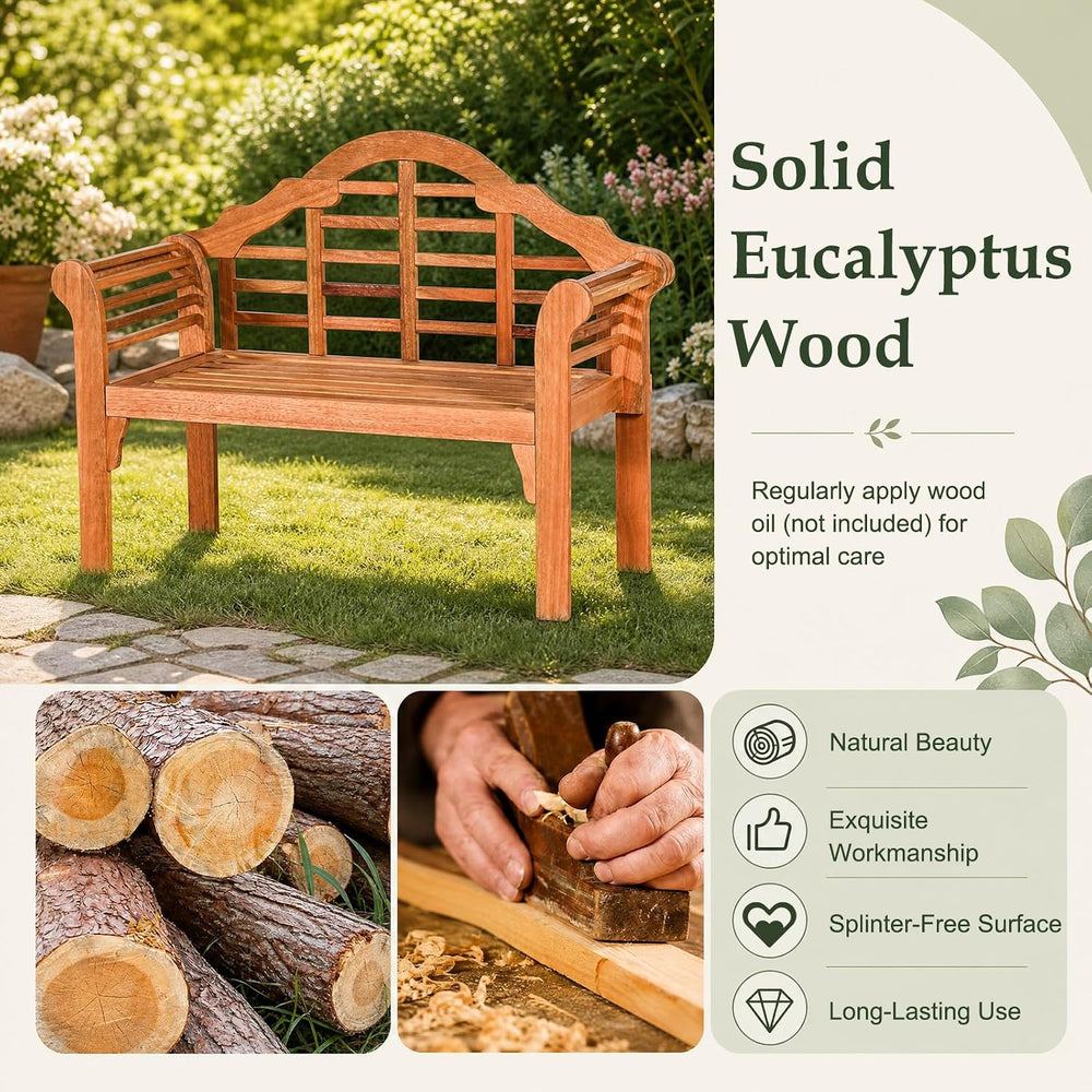 Tangkula 49” Folding Outdoor Eucalyptus Wood Garden Bench, Natural