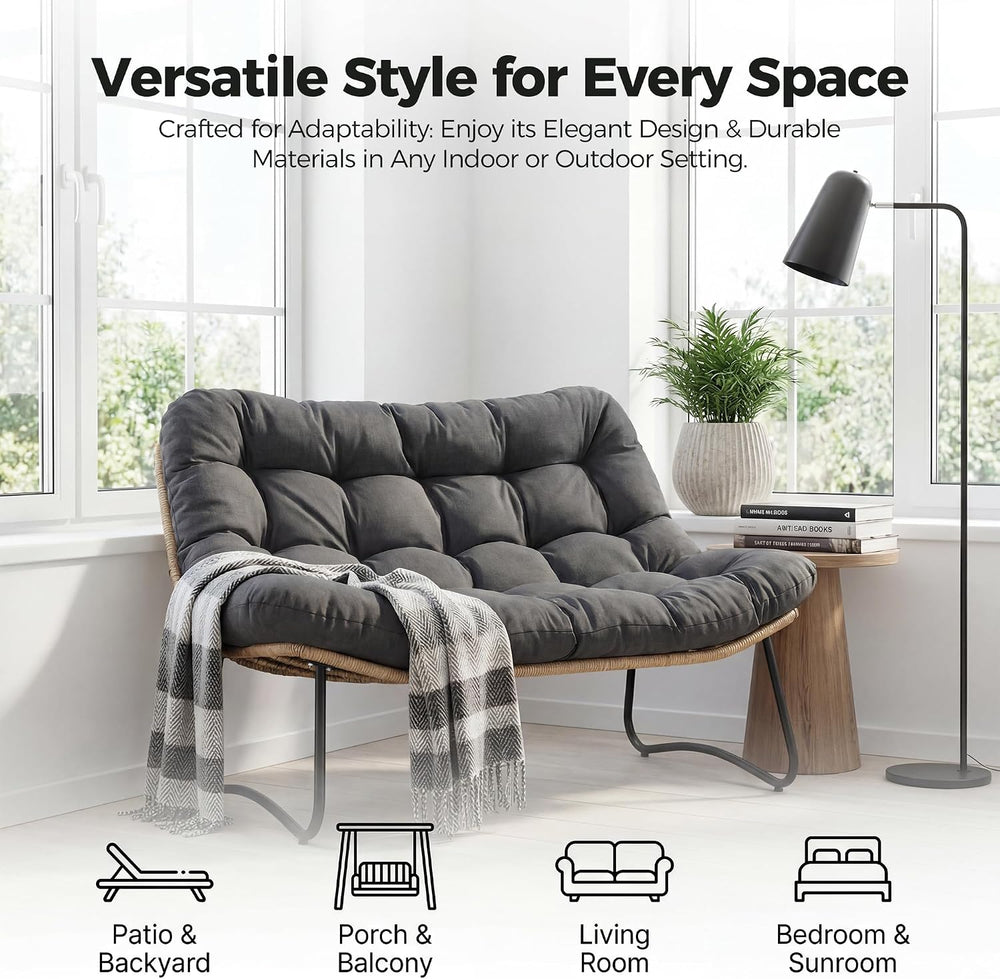 RADIATA Patio Love Seat, 2 Seat Patio Furniture Loveseat with Thick Cushion