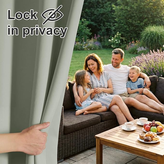 RYB HOME Extra Wide Outdoor Curtains for Patio Waterproof Heavy Duty Thermal ...