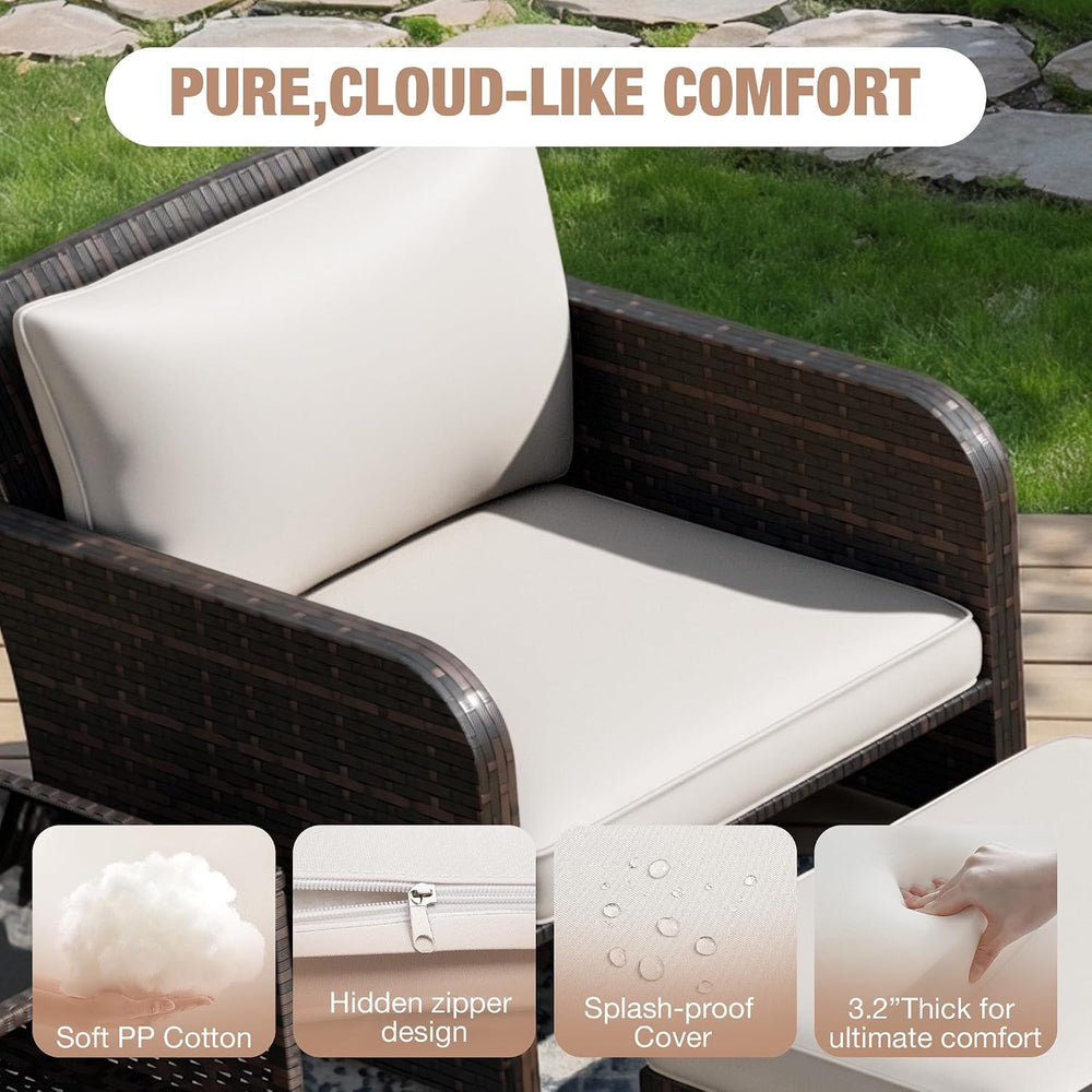 LEVELEVE Patio Conversation Set 5 Piece, Balcony Furniture Outdoor PE Rattan ...
