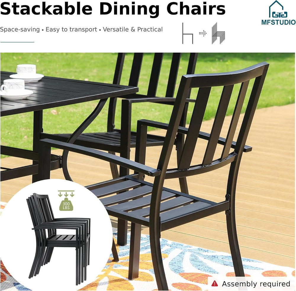 MFSTUDIO Outdoor Table and Chairs Set for 4,37“ Square Metal Table&Chairs