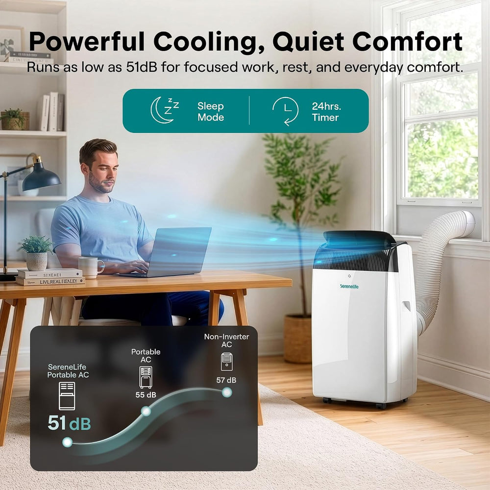 SereneLife Portable Air Conditioner With Heat & Built-in Dehumidifier 12,...