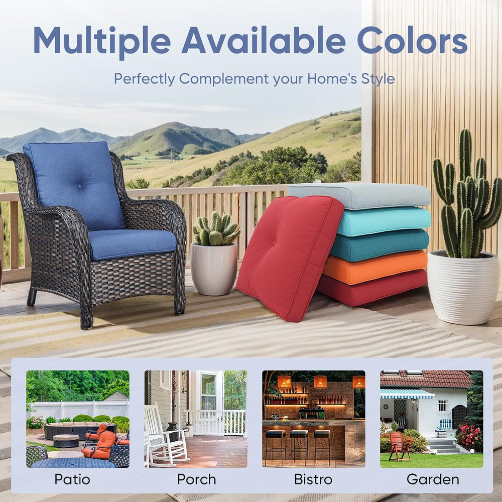 Outdoor Wicker Chair Cushions 2 Packs - Outside High Back Thick Water-Resista...