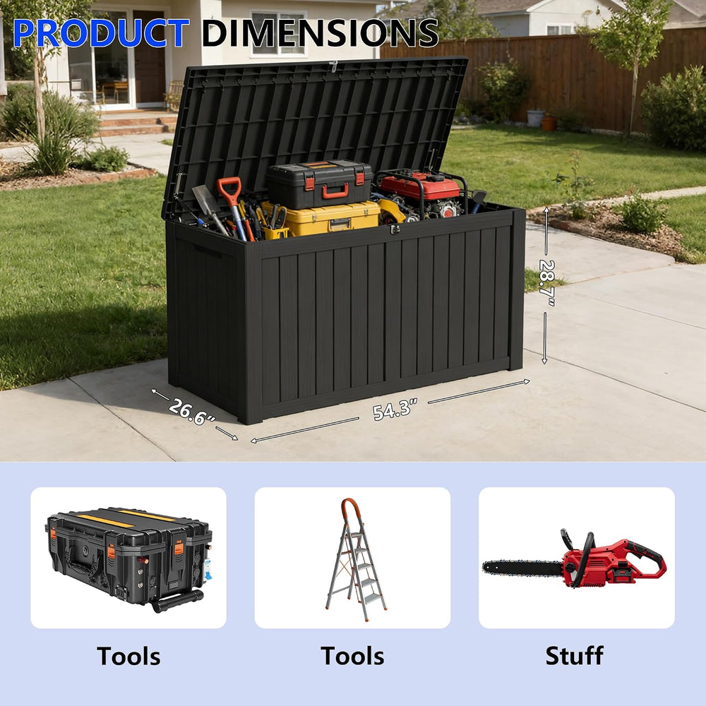 180 Gallon Outdoor Storage Box, Large Resin Deck Box for Patio Cushions, Gard...
