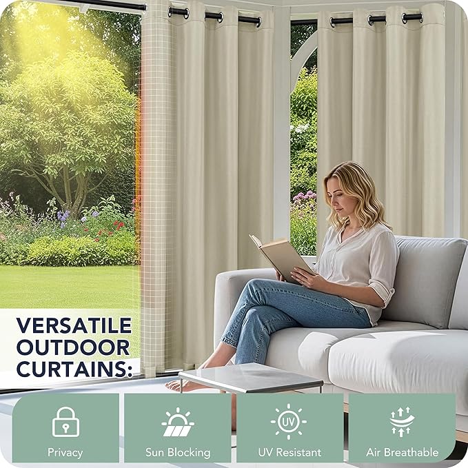 Gazebo Curtains Outdoor Waterproof 6 Panels - Windproof, Privacy, Weatherproo...