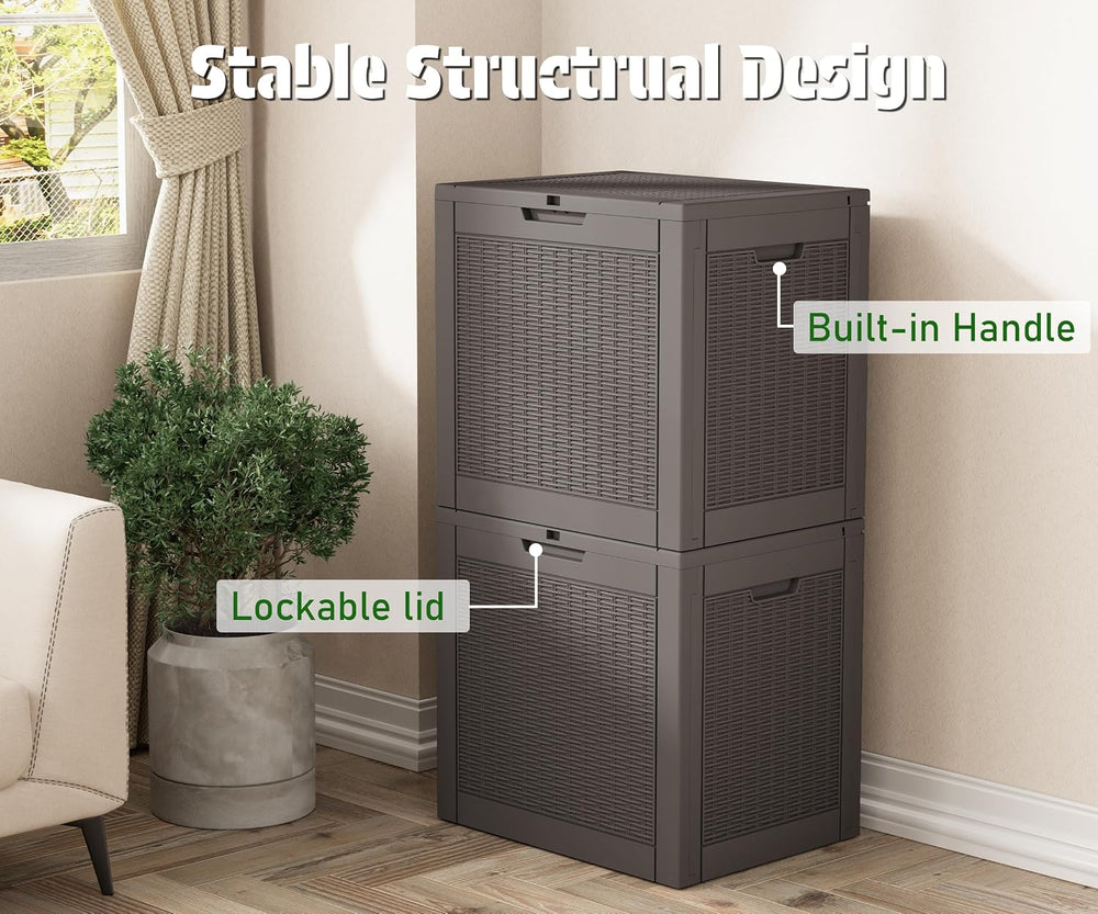 NUNU LAB Outdoor Storage Box 31 Gallon,Waterproof Indoor Outside Deck Boxes,B...