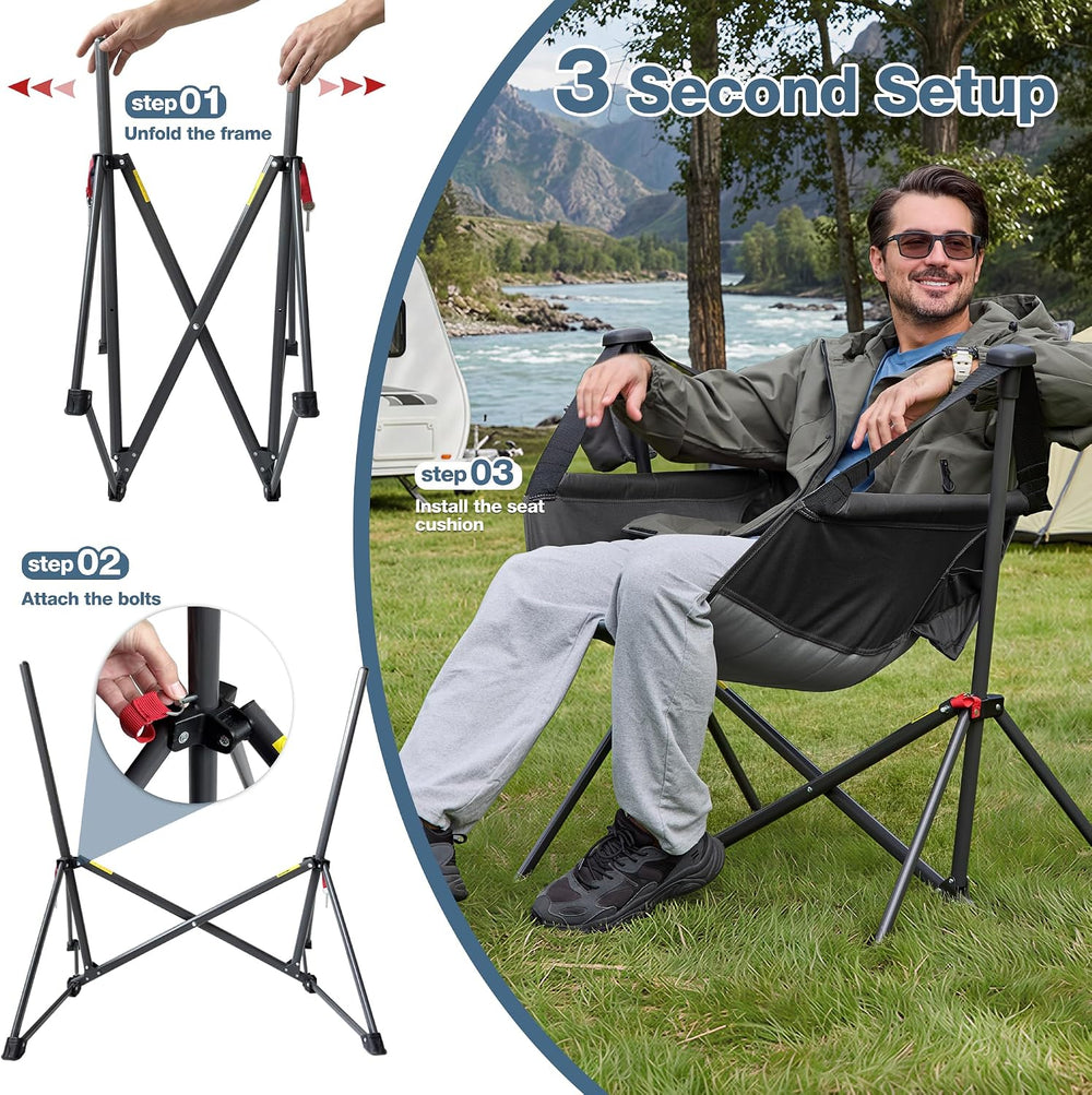 2 Pack Hammock Camping Chair, Oversized Swinging Chair,Black