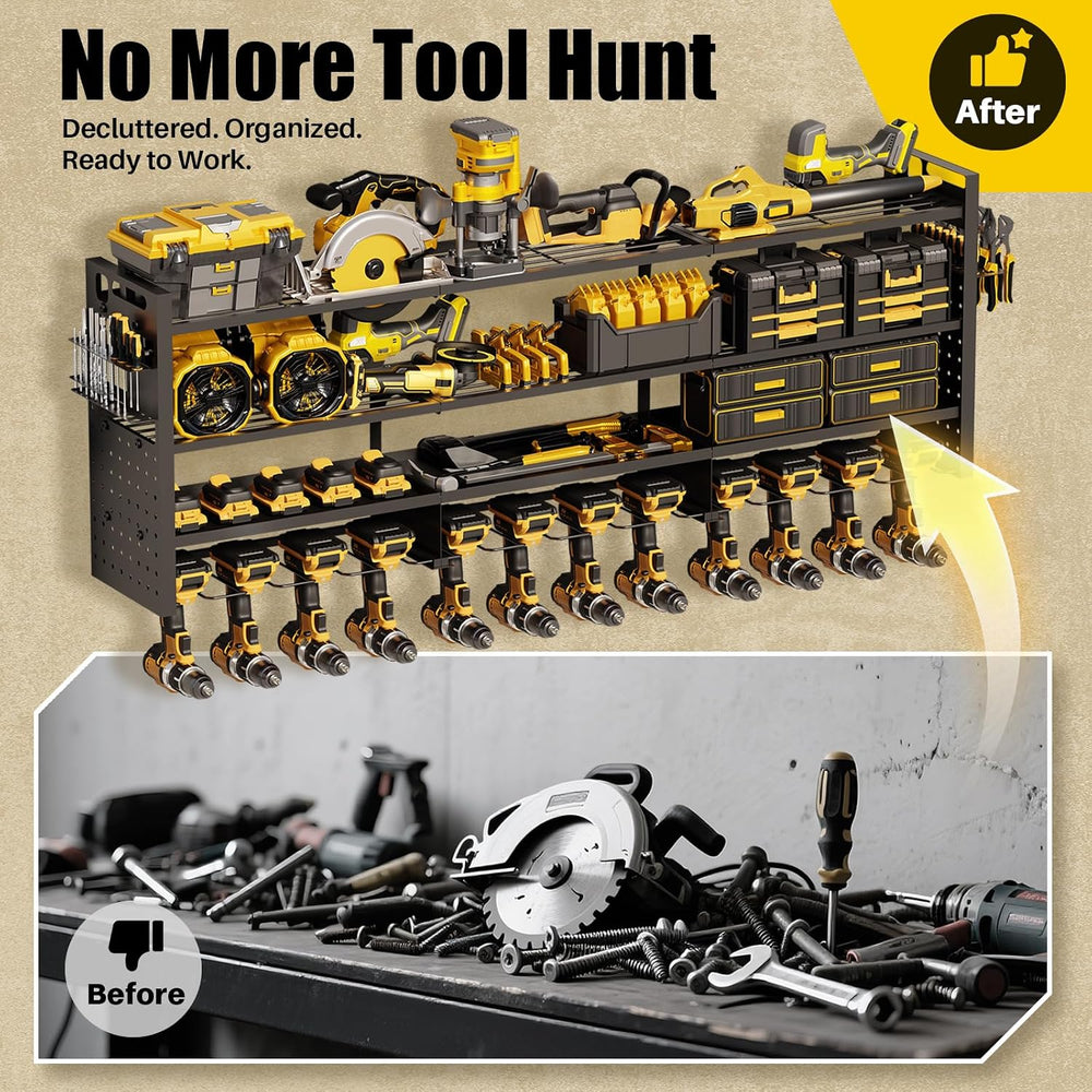 Large 49'' Wide Power Tool Organizer Wall Mount, 4-Tier