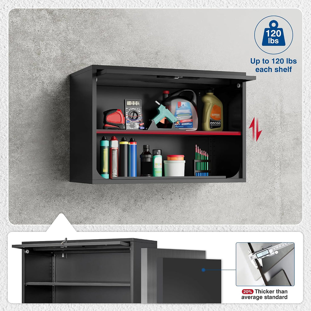 Fesbos Metal Storage Cabinet Black Wall Cabinets with Shelf and Locking Door ...