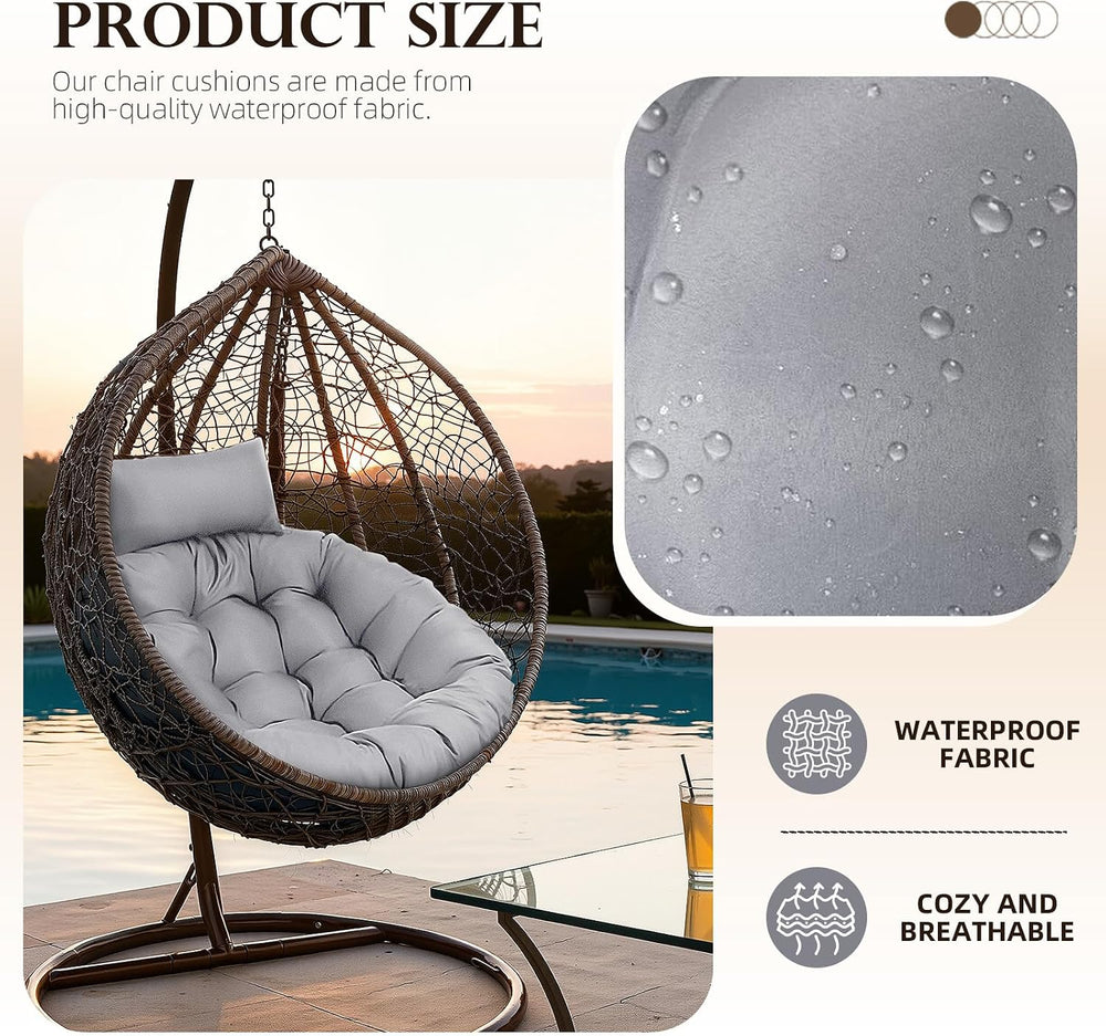 Removable Egg Chair Cushions with Headrest Pillow Waterproof