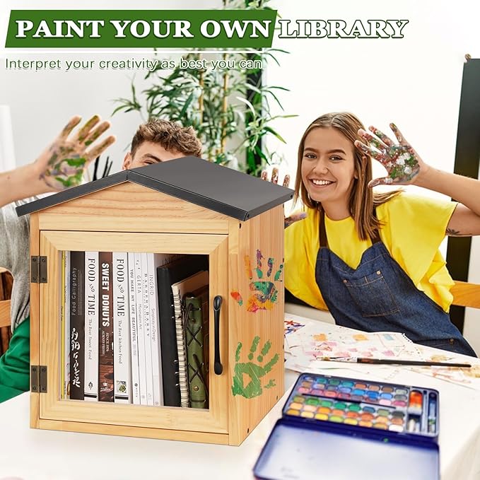 Outdoor Library Outdoor Book Box Storage Small Wooden Cabinet Little Literatu...