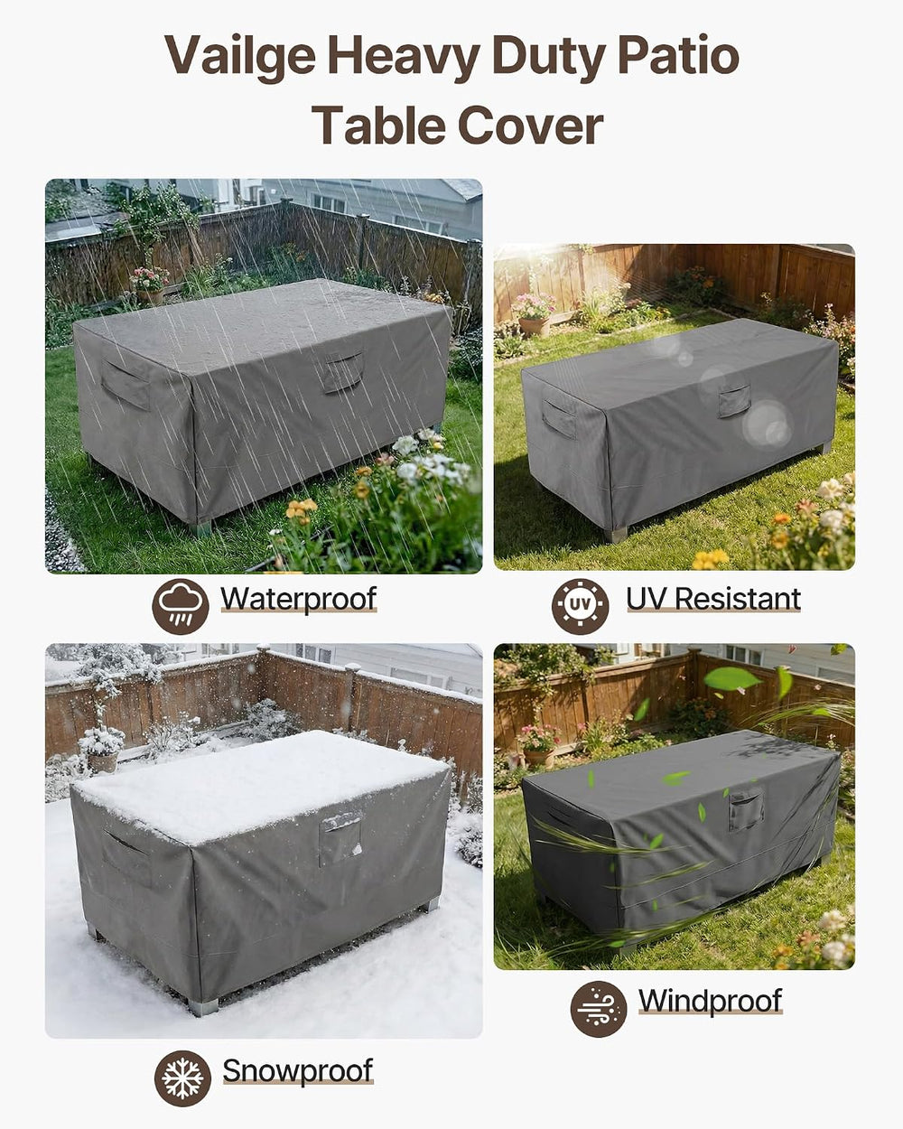 Vailge Outdoor Table Cover Rectangular, Patio Furniture Covers Waterproof