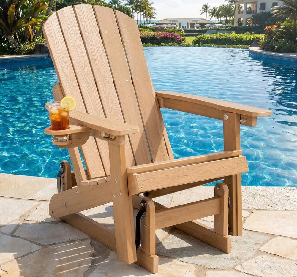 Adirondack Chair, All-Weather Outdoor Glider, Teak