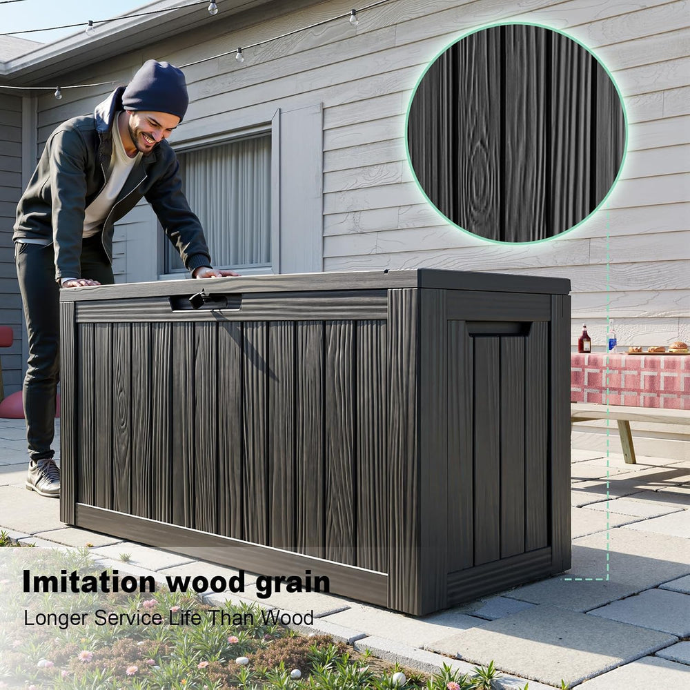 Vixzen 85 Gallon Deck Boxes Outdoor Waterproof, Lockable Resin Storage Box wi...