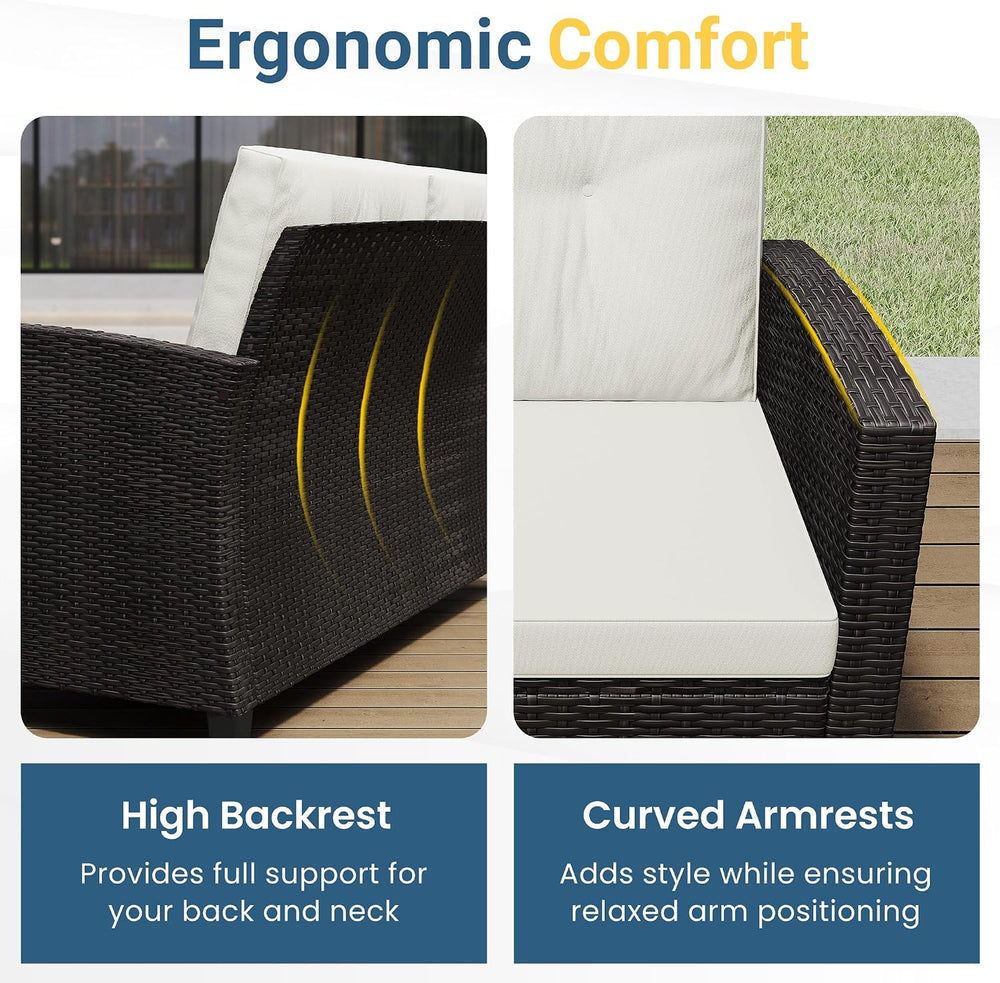 4 Piece Wicker Patio Furniture Set - Sturdy,Easy Assembly,Modern Design