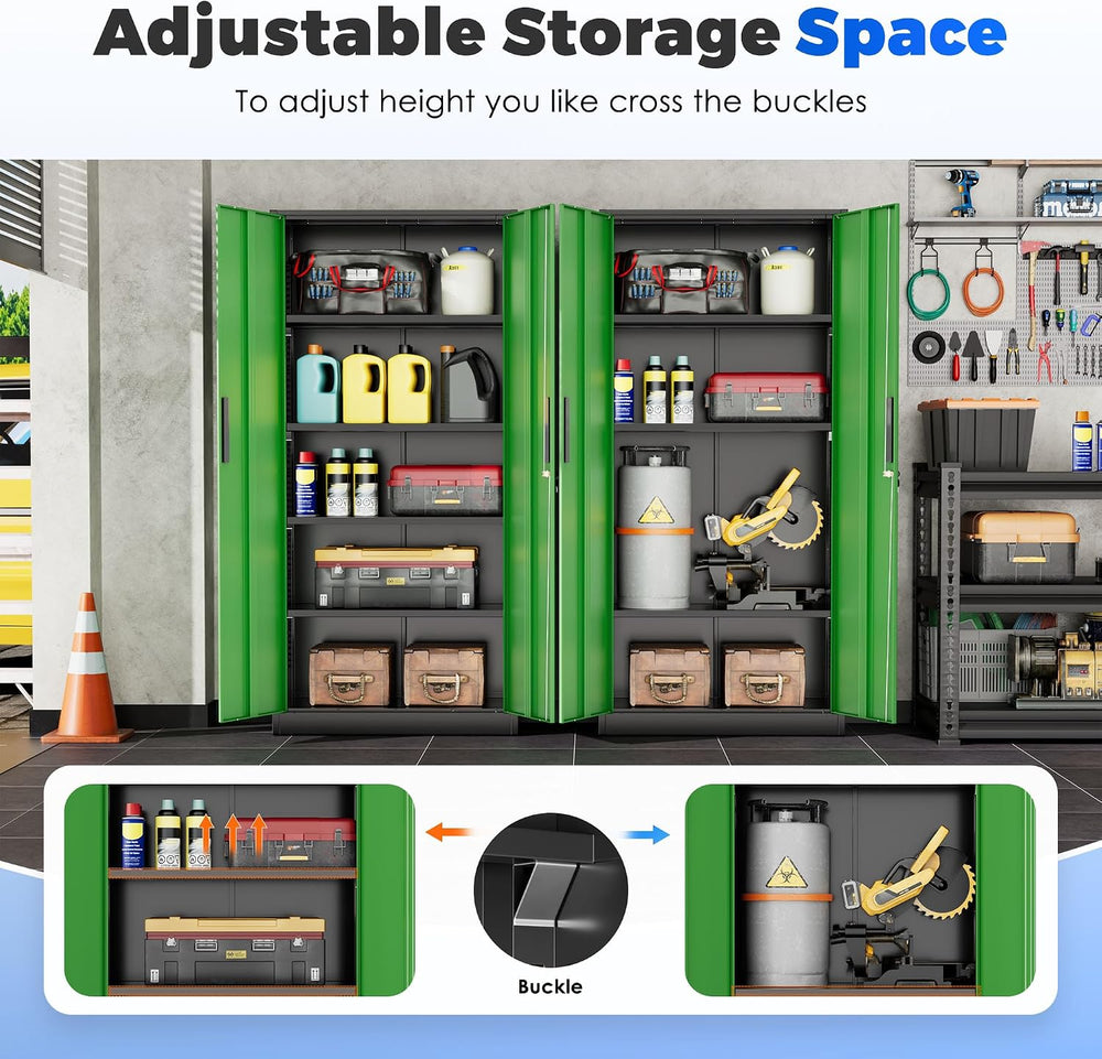 Storage Cabinet with Doors and Shelves, Metal Garage Storage Cabinets with Lo...