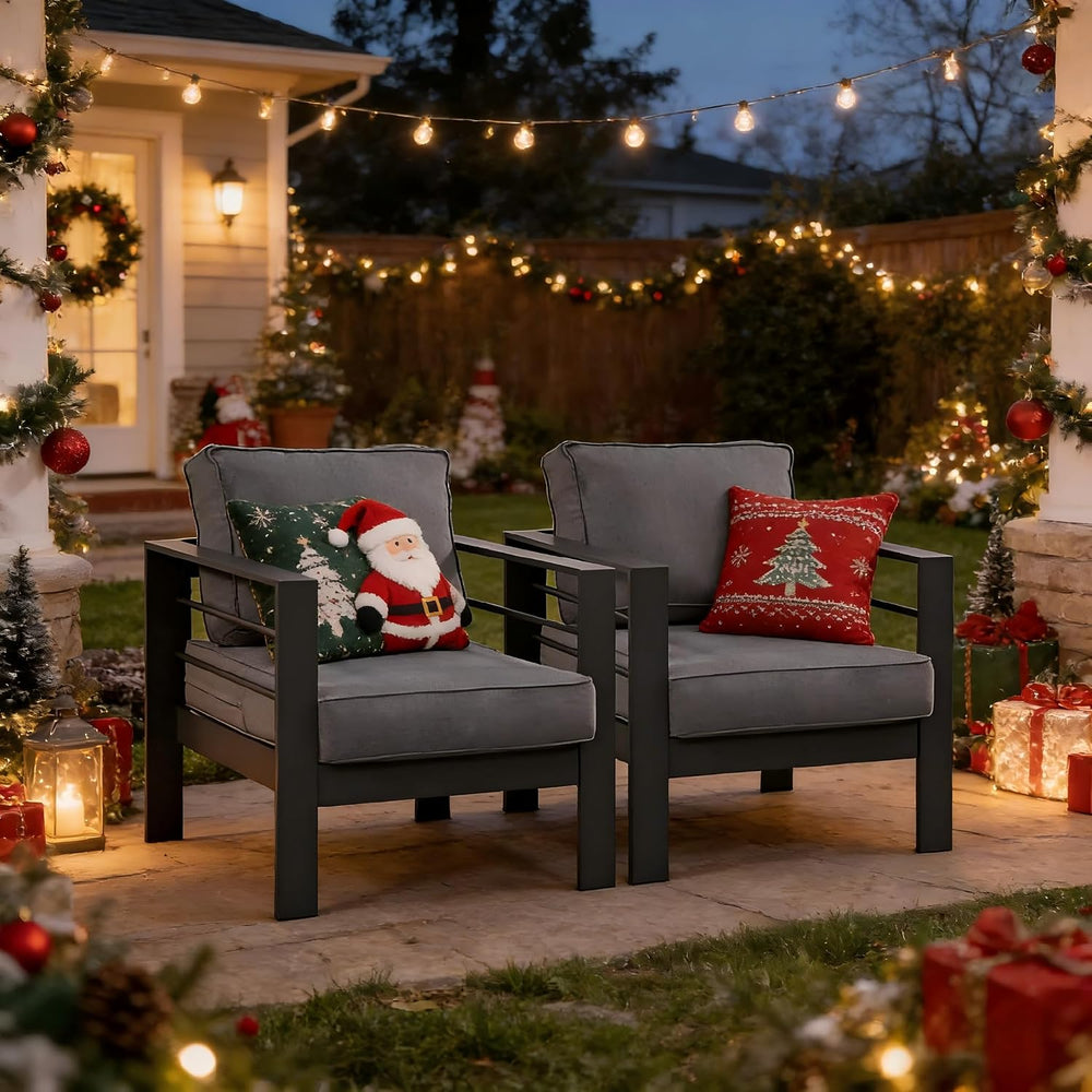 Wisteria Lane Aluminum Outdoor Sofa, 2 Pieces Patio Couch All-Weather Rust-Pr...