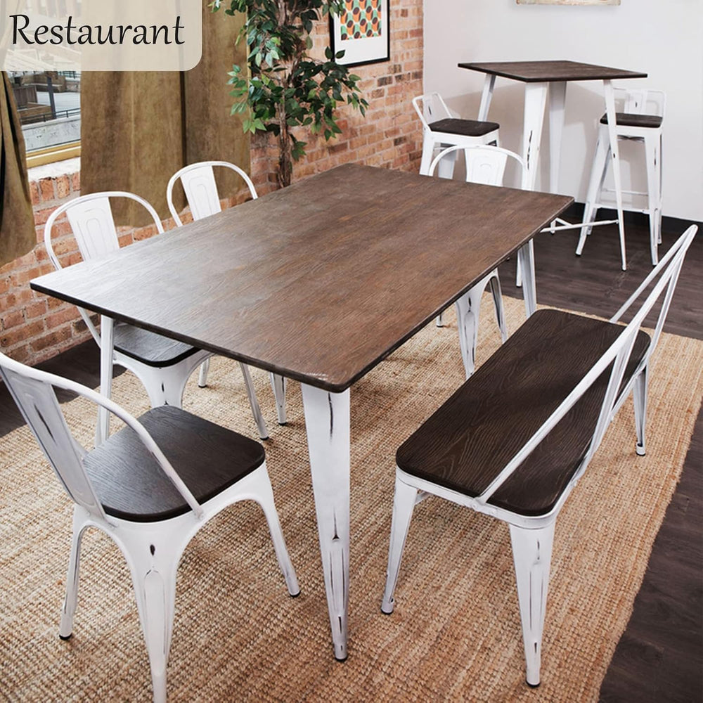 YOLENY Dining Bench, Farmhouse Metal Entryway Chair with Back, Industrial Mid...