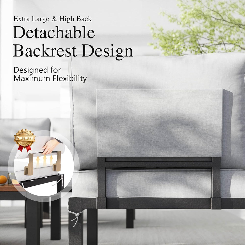 Sophia & William 4 Piece Metal Outdoor Sectional Sofa with Cushion