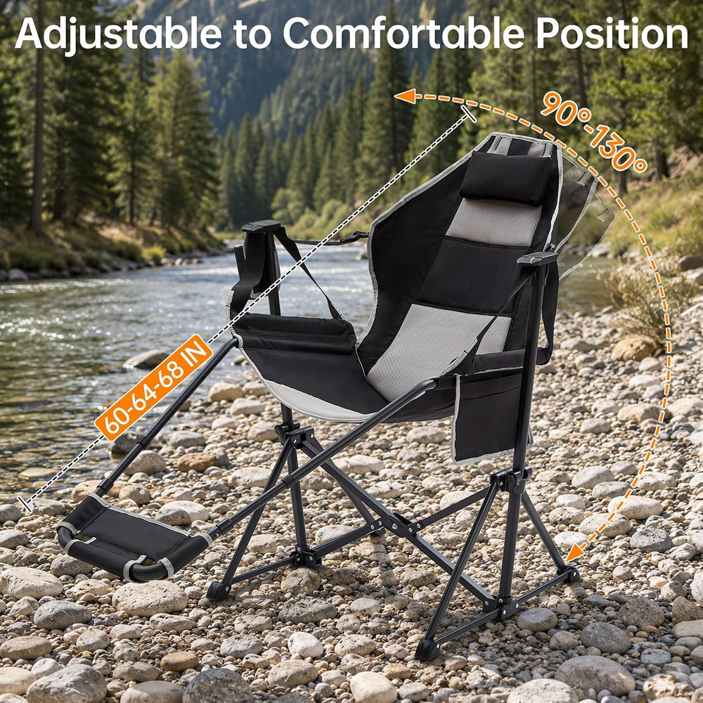 Hammock Swinging Rocking Camping Chairs with Footrest for Adults up to 400lbs...