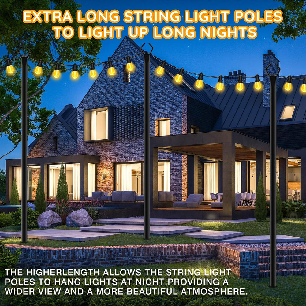 AHRLHR 6 Pack String Light Poles, Outdoor String Light Pole 10 ft Forked Meta...