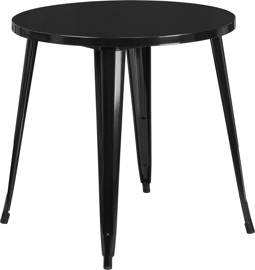 EMMA + OLIVER 30" Round Patio Table Set with 2 Vertical Slat Back Chairs