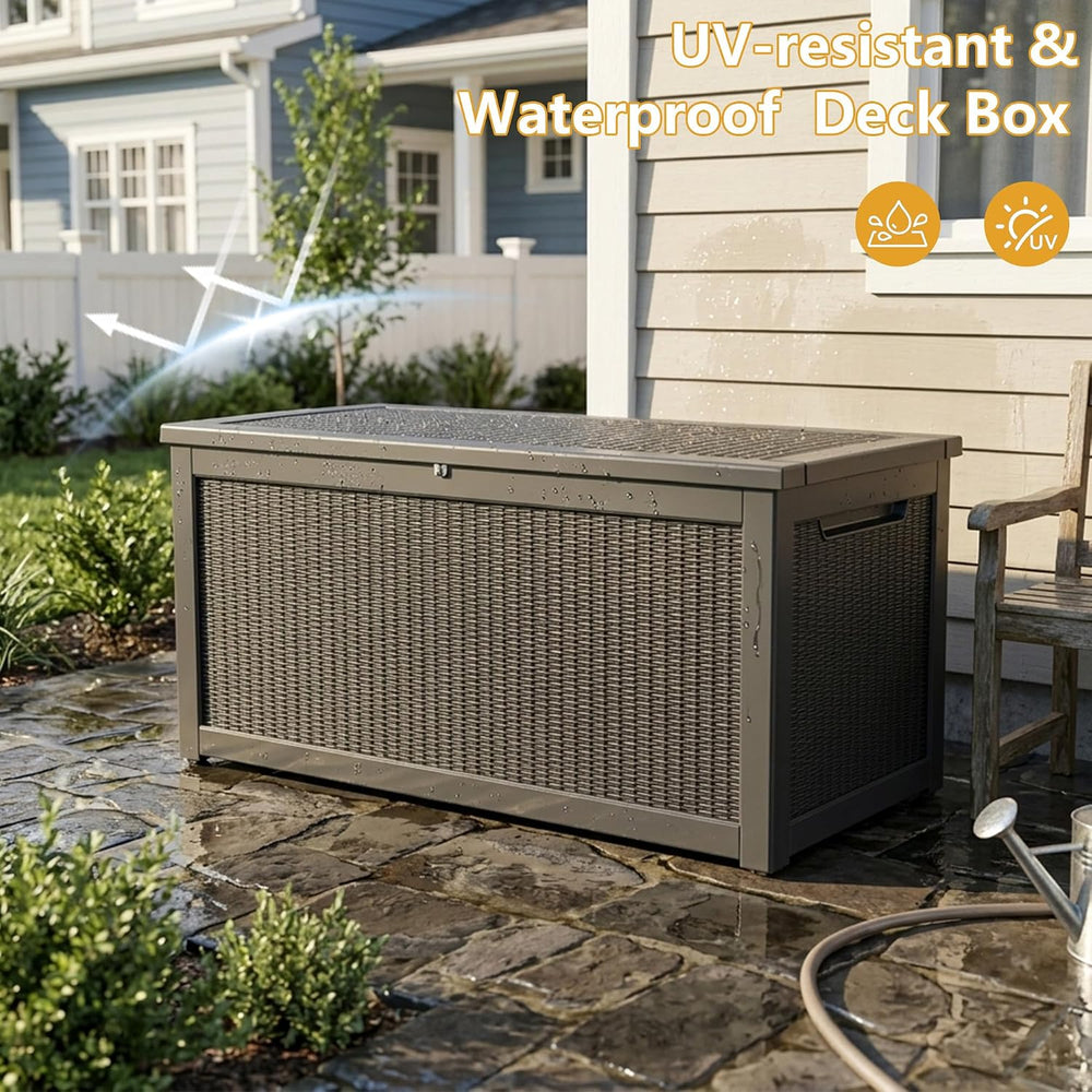 380 Gallon Outdoor Storage Box Waterproof Lockable Deck Box