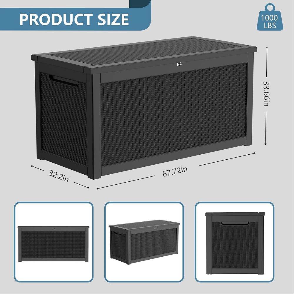 TARKARI 350 Gallon Resin Outdoor Storage Box, Waterproof & UV-Resistant D...