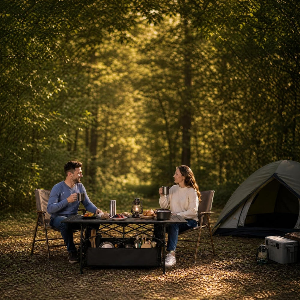 Moosinily Camping Table 4Ft Lightweight Metal Folding Picnic Camp Table Porta...