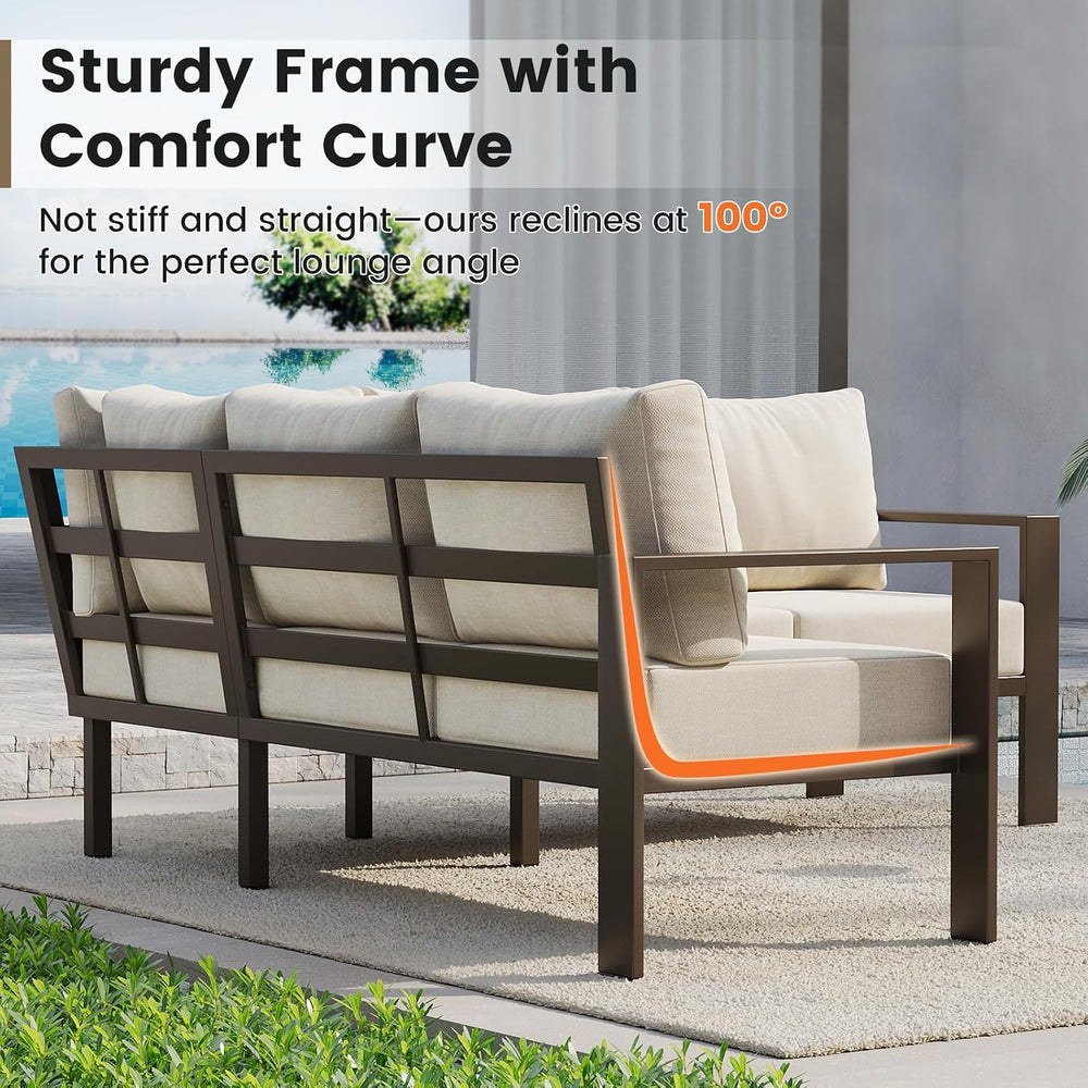 UDPATIO Outdoor Patio Furniture Set L-Shaped Couch with 2 Ottoman, 8-Piece