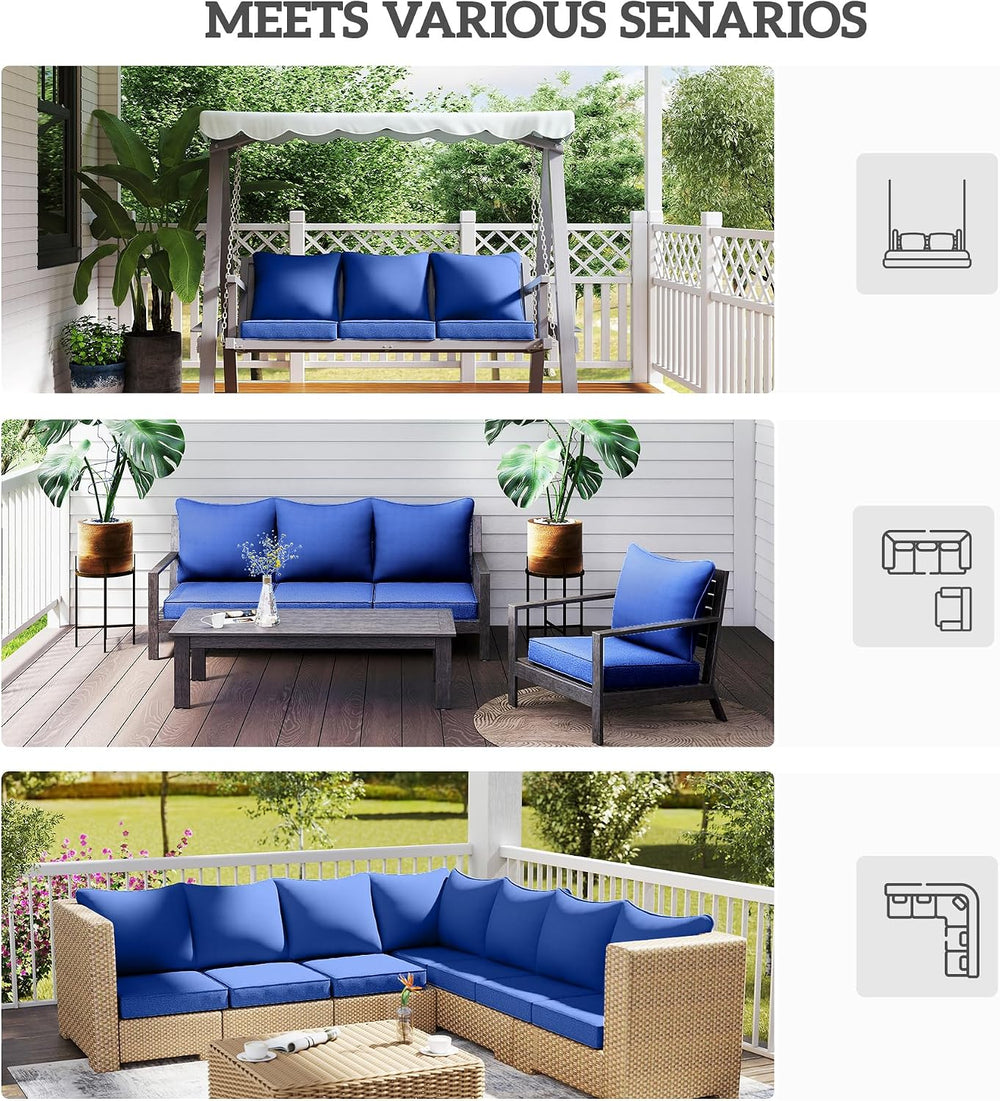Outsunny Outdoor Chair Cushions Set of 4 Fade Resistant 24x24 In Navy Blue