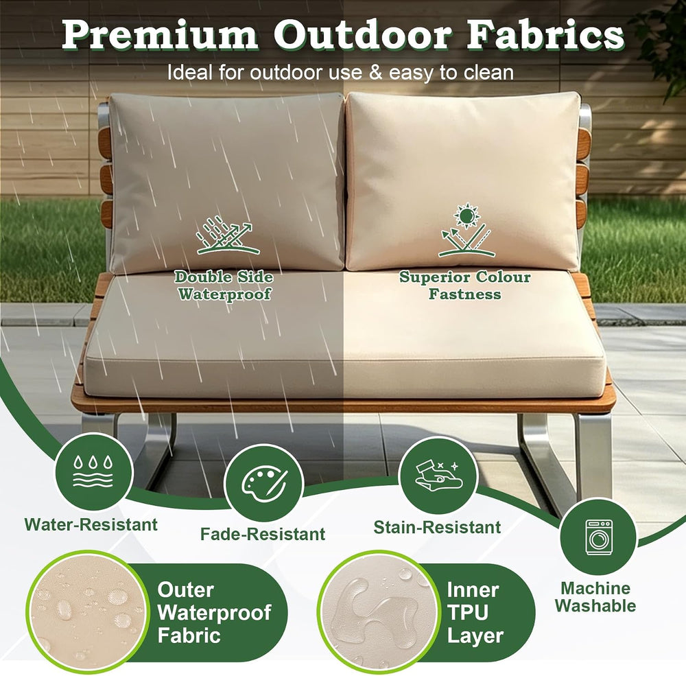 Outdoor Loveseat Cushion Set, 46" x 26" Patio Loveseat Cushions, Wa...